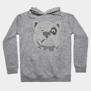 Angry Bulldog Smoking Corn Cob Pipe Drawing Hoodie